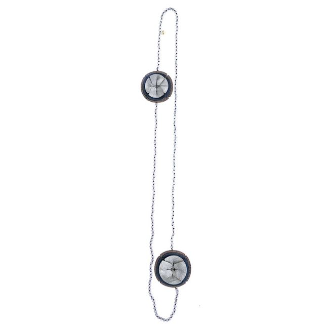 IMITATION LEATHER CRYSTAL FLOWERS LONG NECKLACE