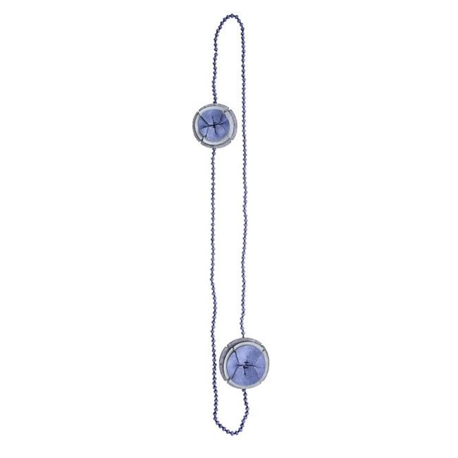 IMITATION LEATHER CRYSTAL FLOWERS LONG NECKLACE