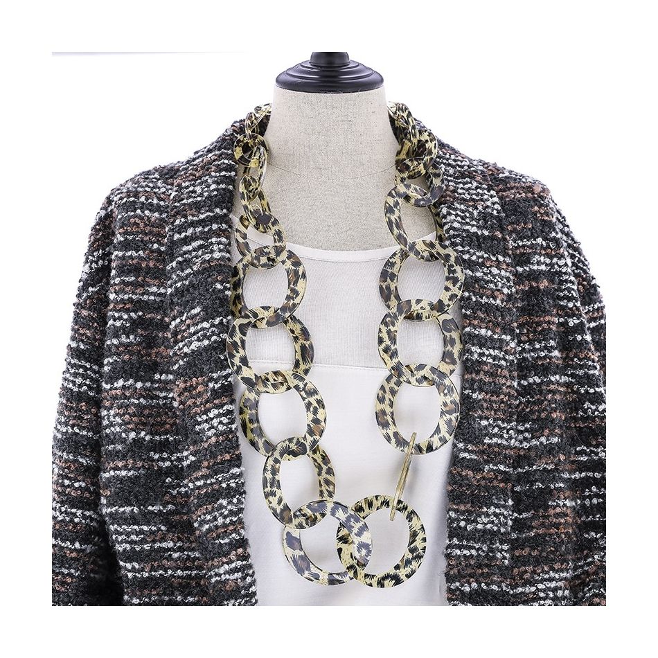 COLLAR LARGO ESLABONES LEOPARDO