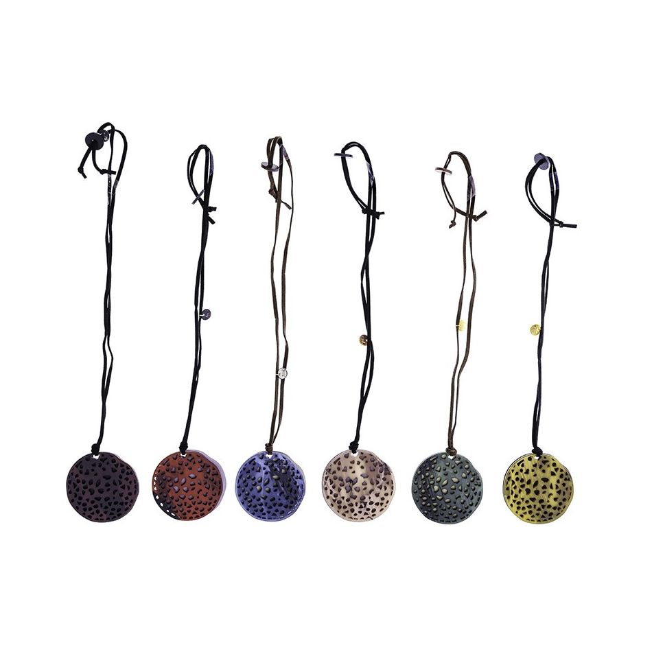 LONG NECKLACE RESIN FRETWORK MEDALLION PENDANT