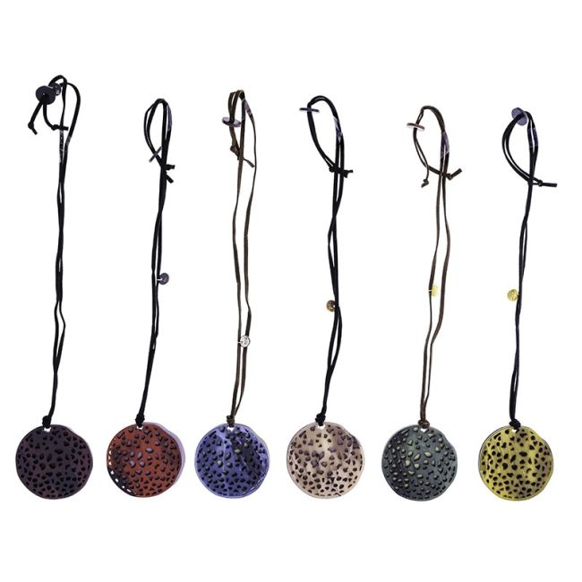 LONG NECKLACE RESIN FRETWORK MEDALLION PENDANT