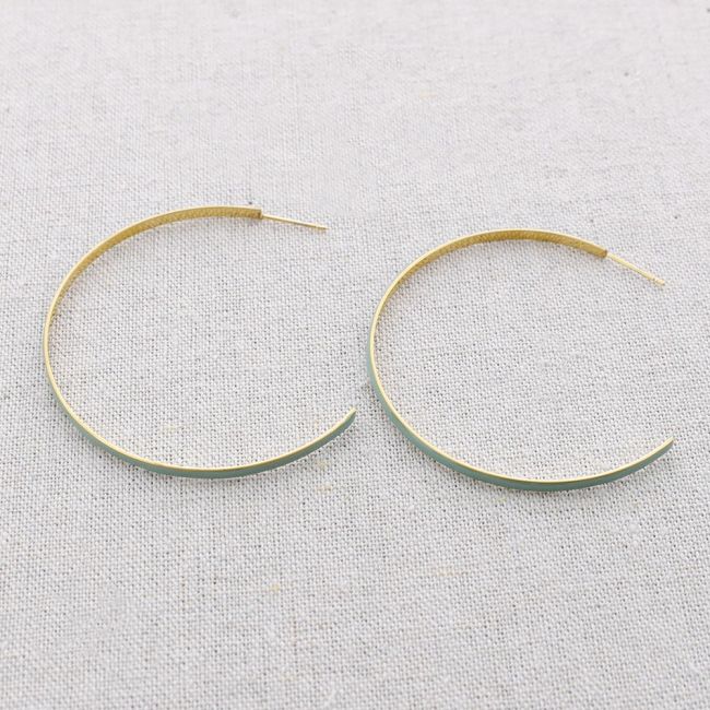 STEEL ENAMEL HOOP EARRINGS 5CM