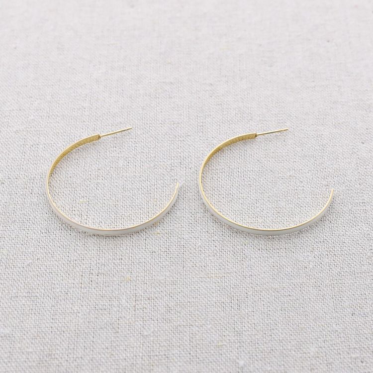 STEEL ENAMEL HOOP EARRINGS 4CM