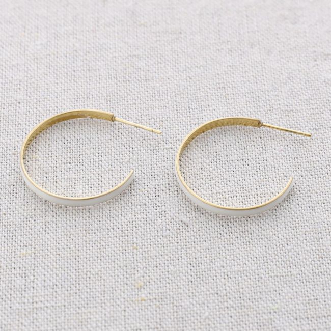 2.5CM ENAMEL HOOP STEEL EARRINGS
