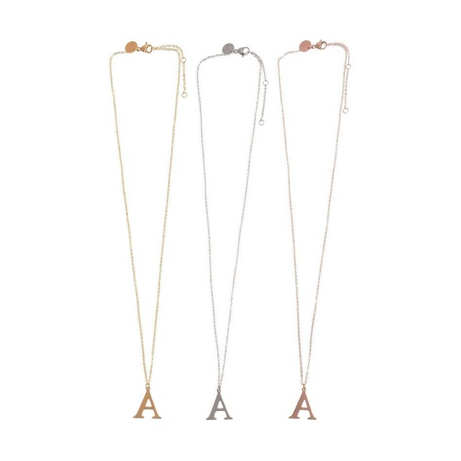 INITIAL LETTER A STEEL SHORT NECKLACE