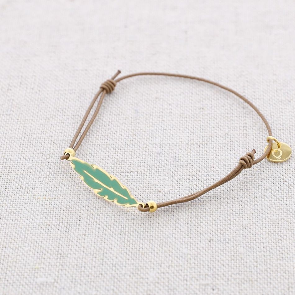 ELASTIC ENAMEL LEAF STEEL BRACELET