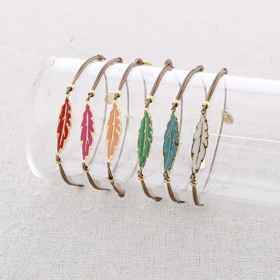 ELASTIC ENAMEL LEAF STEEL BRACELET