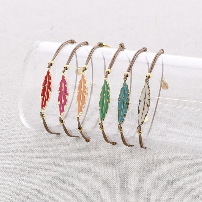 ELASTIC ENAMEL LEAF STEEL BRACELET