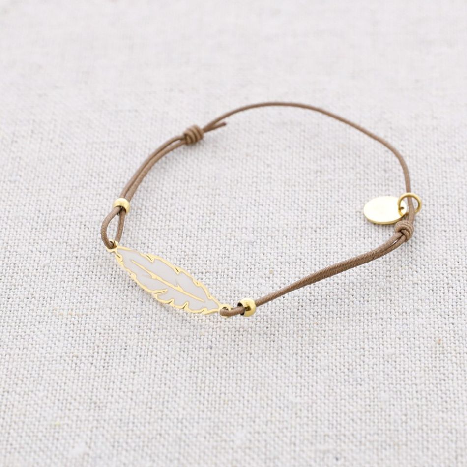 ELASTIC ENAMEL LEAF STEEL BRACELET