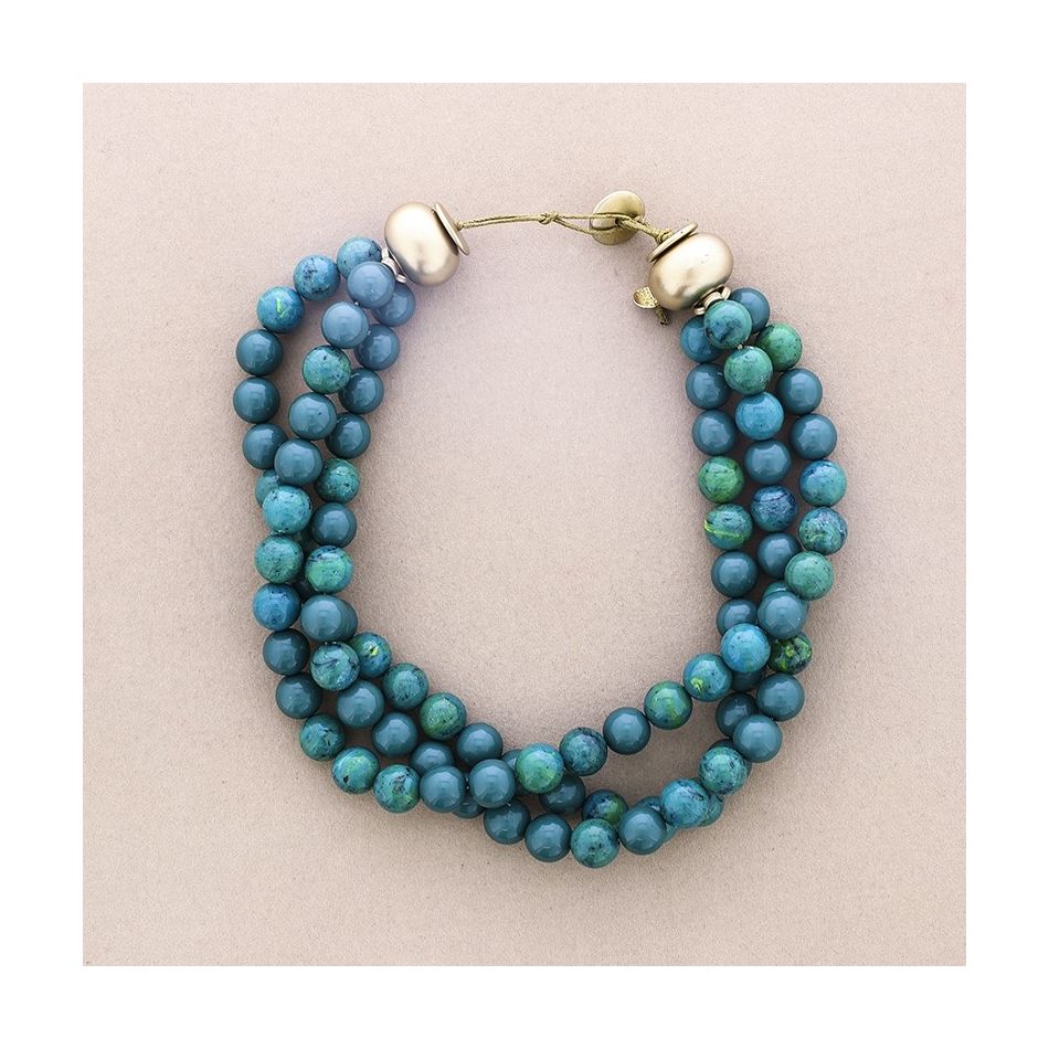 3 ROWS RESIN BEADS SHORT NECKLACE