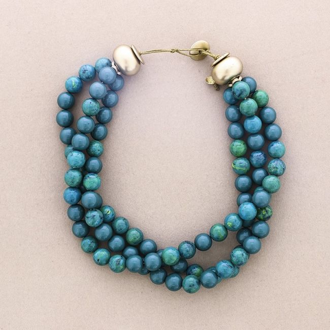 3 ROWS RESIN BEADS SHORT NECKLACE