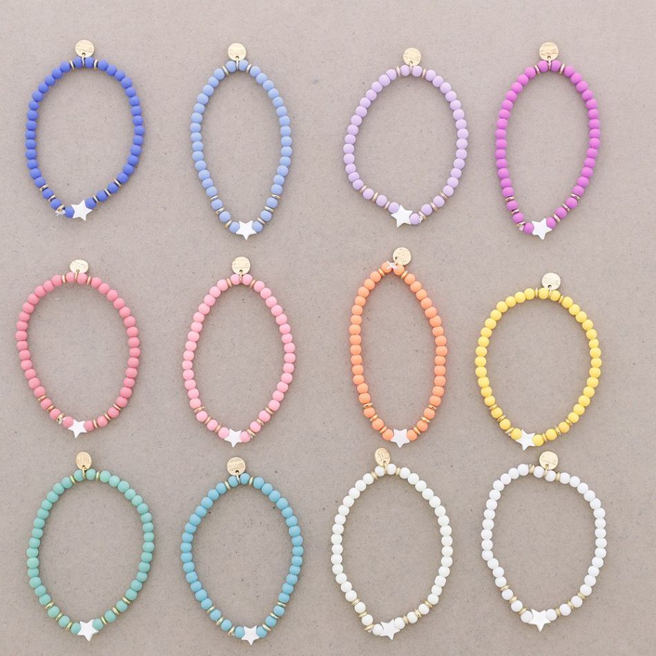 PULSERA ELÁSTICA CUENTAS ESTRELLA NÁCAR