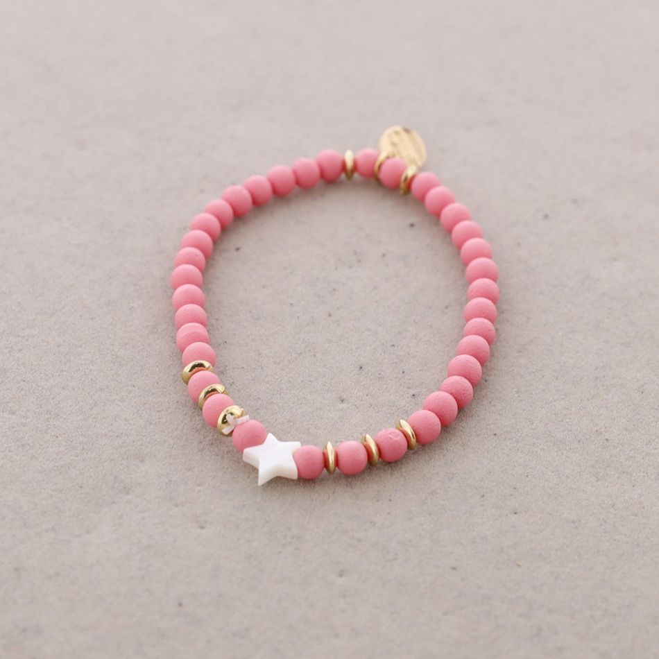 PULSERA ELÁSTICA CUENTAS ESTRELLA NÁCAR