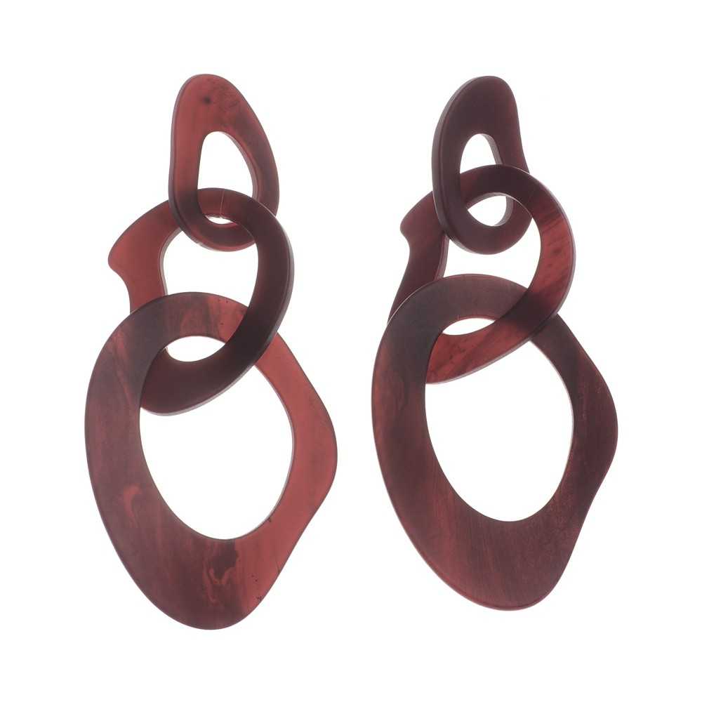 IRREGULAR TRIPLE RING EARRINGS IN MATT RESIN