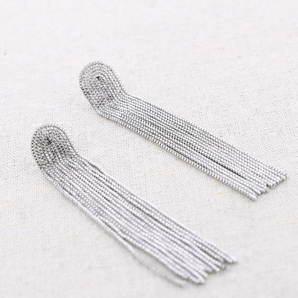 STEEL EARRINGS FRINGE CHAINS 9CM