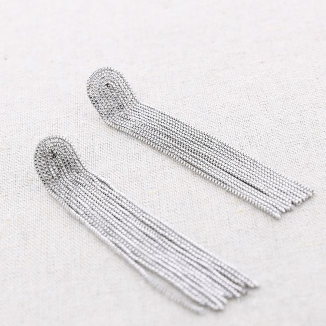 STEEL EARRINGS FRINGE CHAINS 9CM