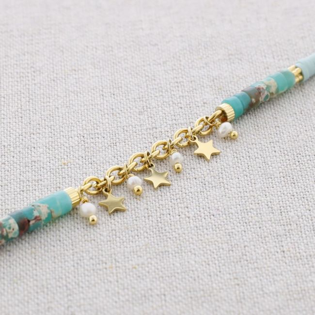FIMO STEEL SHORT NECKLACE WITH LITTLE STARS PENDANT STONES