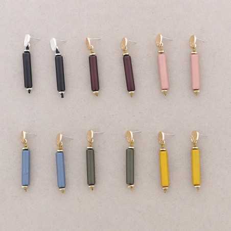 RESIN TUBE PENDANT EARRINGS