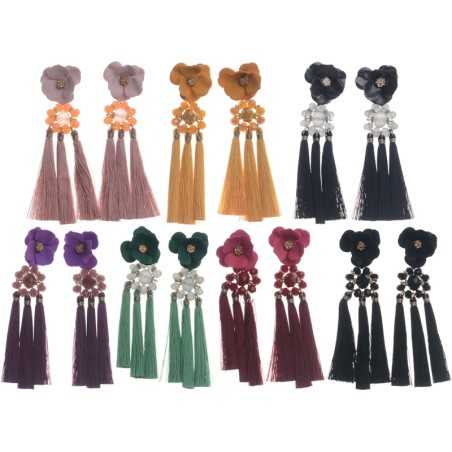 TRIPLE FRINGE FLOWER EARRINGS