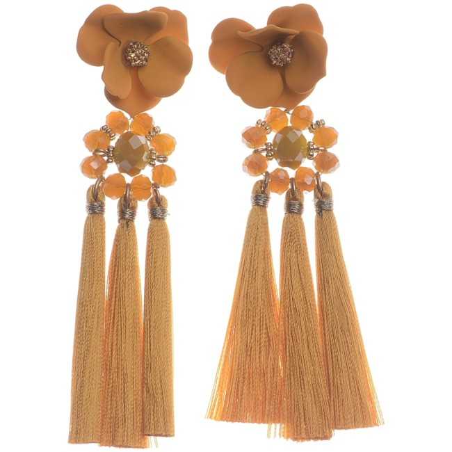 TRIPLE FRINGE FLOWER EARRINGS