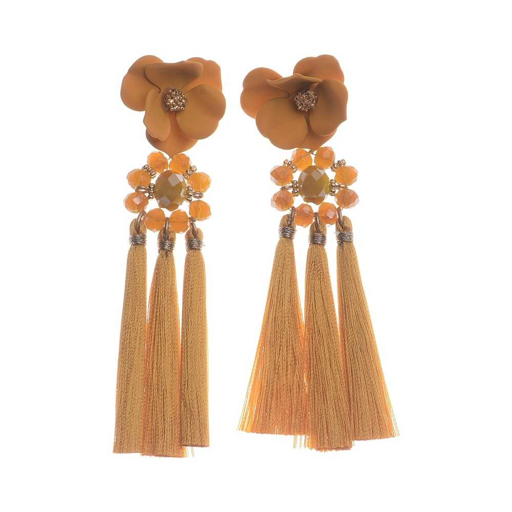 TRIPLE FRINGE FLOWER EARRINGS