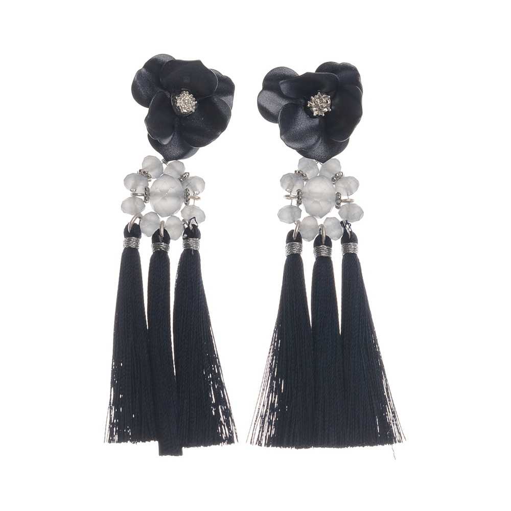 TRIPLE FRINGE FLOWER EARRINGS