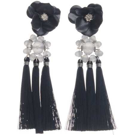 TRIPLE FRINGE FLOWER EARRINGS