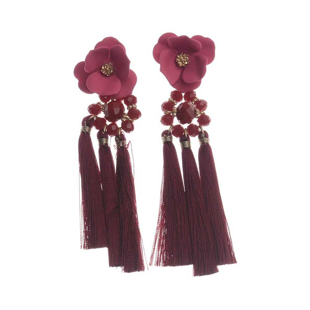 TRIPLE FRINGE FLOWER EARRINGS