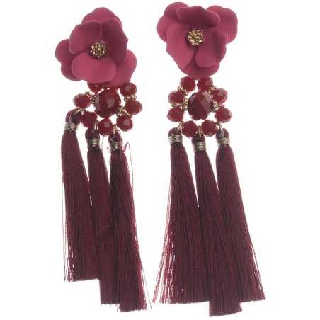 TRIPLE FRINGE FLOWER EARRINGS