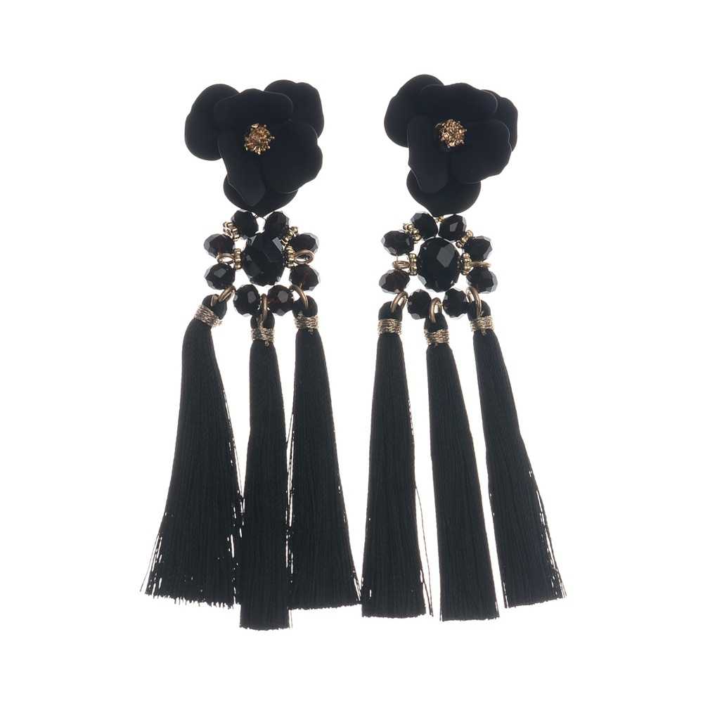 TRIPLE FRINGE FLOWER EARRINGS