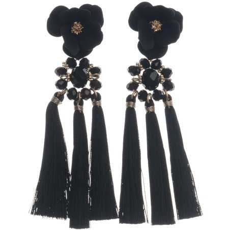 TRIPLE FRINGE FLOWER EARRINGS