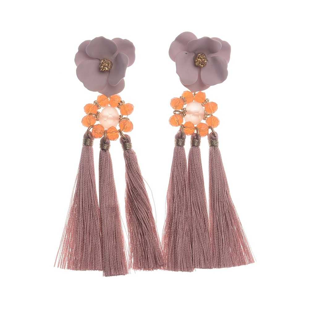 TRIPLE FRINGE FLOWER EARRINGS