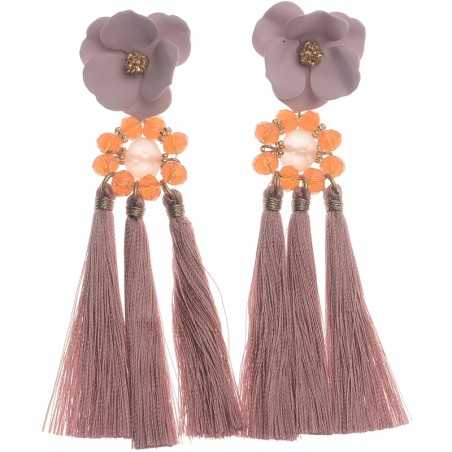 TRIPLE FRINGE FLOWER EARRINGS