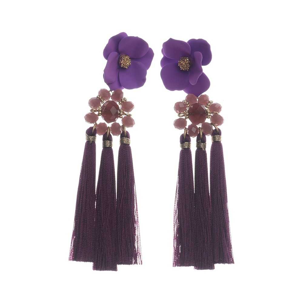 TRIPLE FRINGE FLOWER EARRINGS