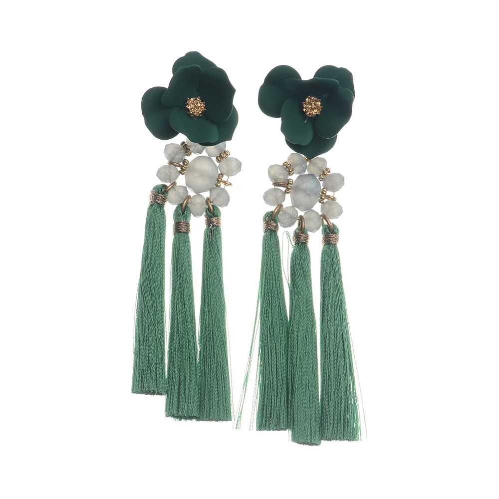 TRIPLE FRINGE FLOWER EARRINGS