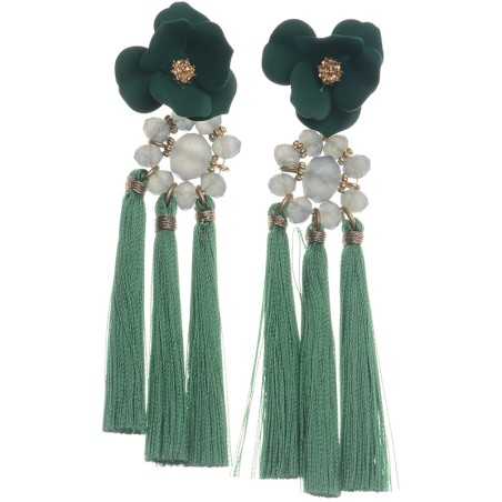 TRIPLE FRINGE FLOWER EARRINGS