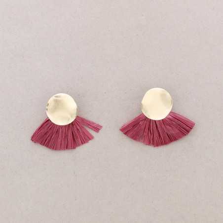 RAFFIA FAN METAL STRAP EARRINGS