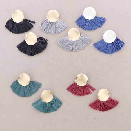 RAFFIA FAN METAL STRAP EARRINGS