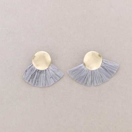 RAFFIA FAN METAL STRAP EARRINGS