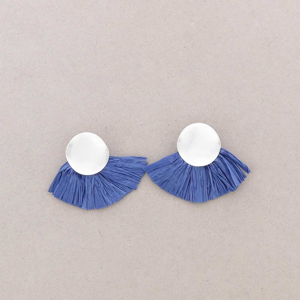 RAFFIA FAN METAL STRAP EARRINGS