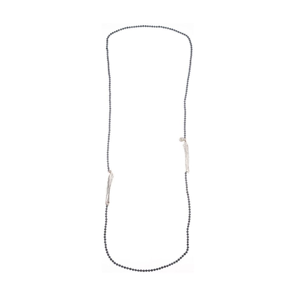 COLLAR LARGO CRISTALES FACETADOS CUENTAS METAL