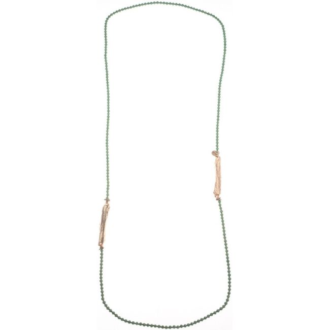 COLLAR LARGO CRISTALES FACETADOS CUENTAS METAL