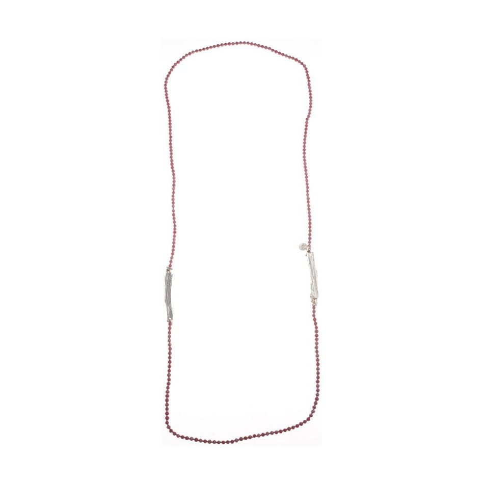 COLLAR LARGO CRISTALES FACETADOS CUENTAS METAL