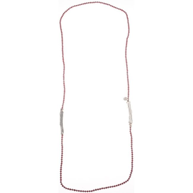 COLLAR LARGO CRISTALES FACETADOS CUENTAS METAL