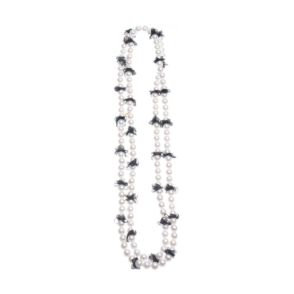 IMI LONG NECKLACE. FABRIC DECORATION PEARL