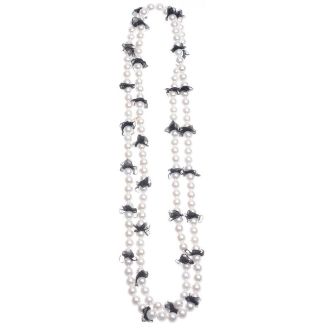 IMI LONG NECKLACE. FABRIC DECORATION PEARL