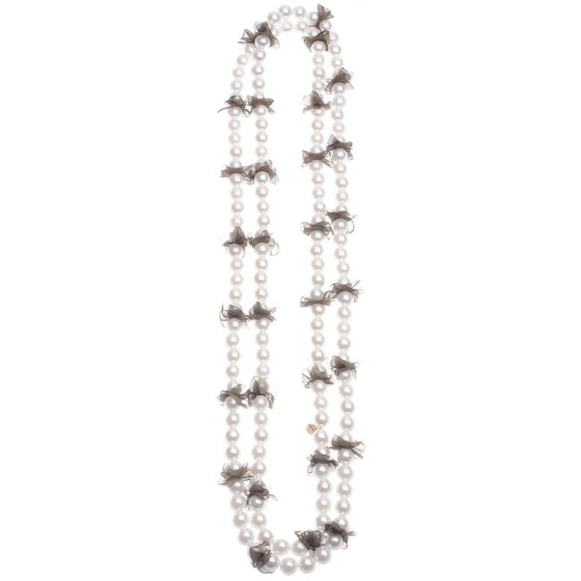 IMI LONG NECKLACE. FABRIC DECORATION PEARL