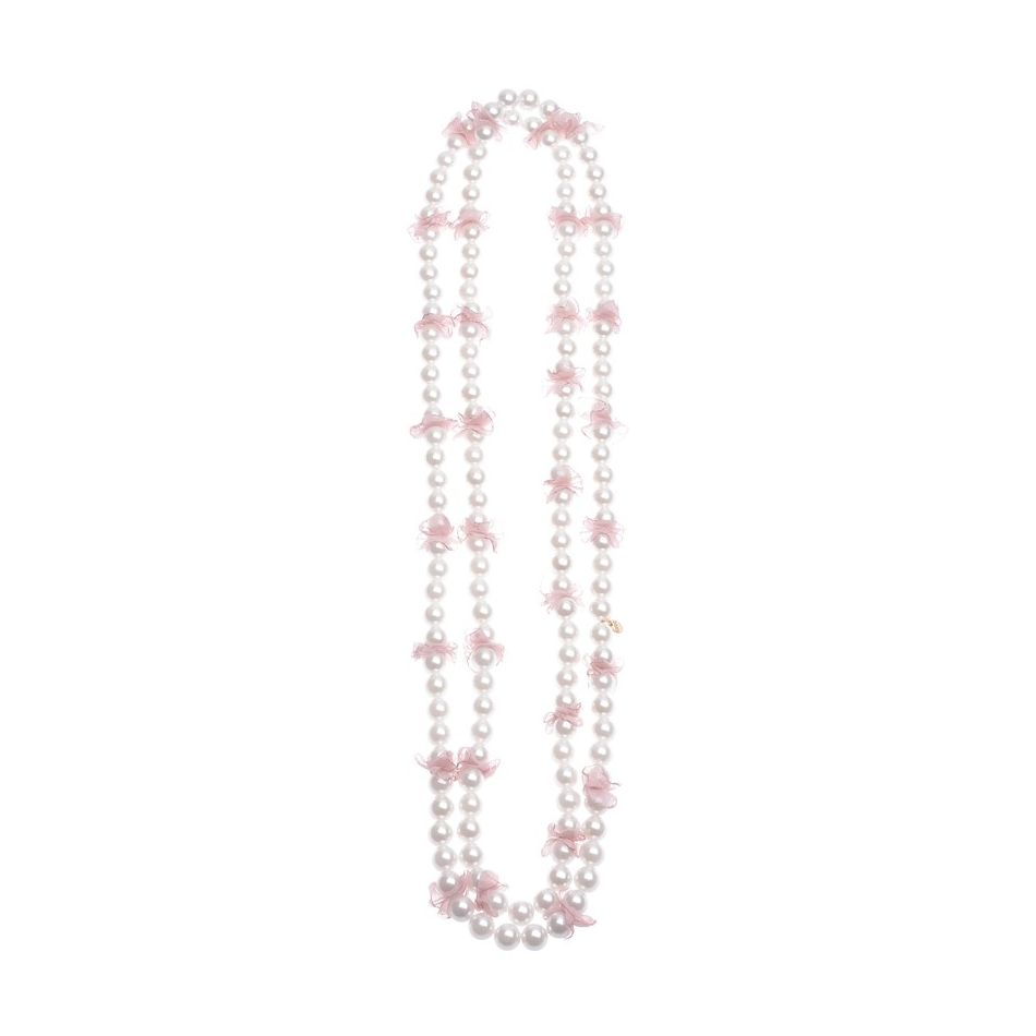 IMI LONG NECKLACE. FABRIC DECORATION PEARL