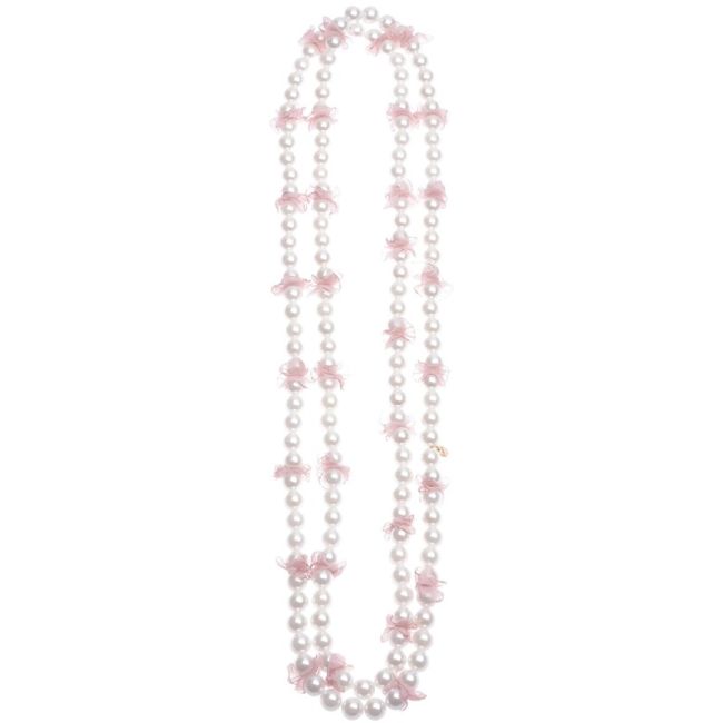 IMI LONG NECKLACE. FABRIC DECORATION PEARL