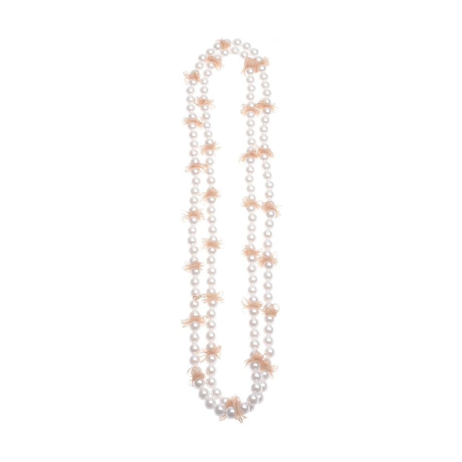 IMI LONG NECKLACE. FABRIC DECORATION PEARL